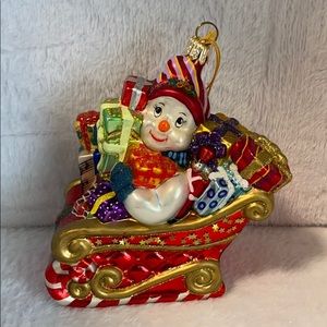 Vintage Christmas Snowman on Sleigh